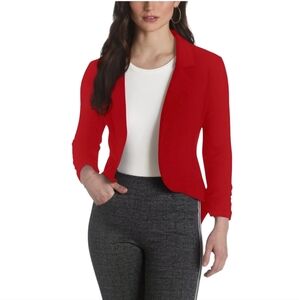 Hybrid red blazer, high low, size large, open front